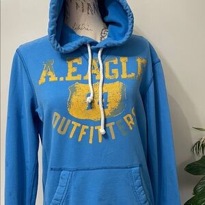 American Eagle Outfitters Blue Hoodie with Yellow Print